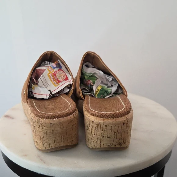 Circus by Sam Edelman Tan Faux Suede Cork Wedge Sandals Size 7 - Picture 4 of 6